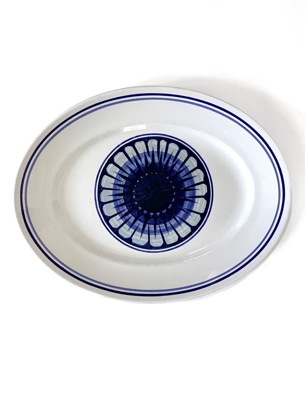 Vintage Platter Ridgway Ironstone SONATA Blue Daisy Oval Serving Dish England